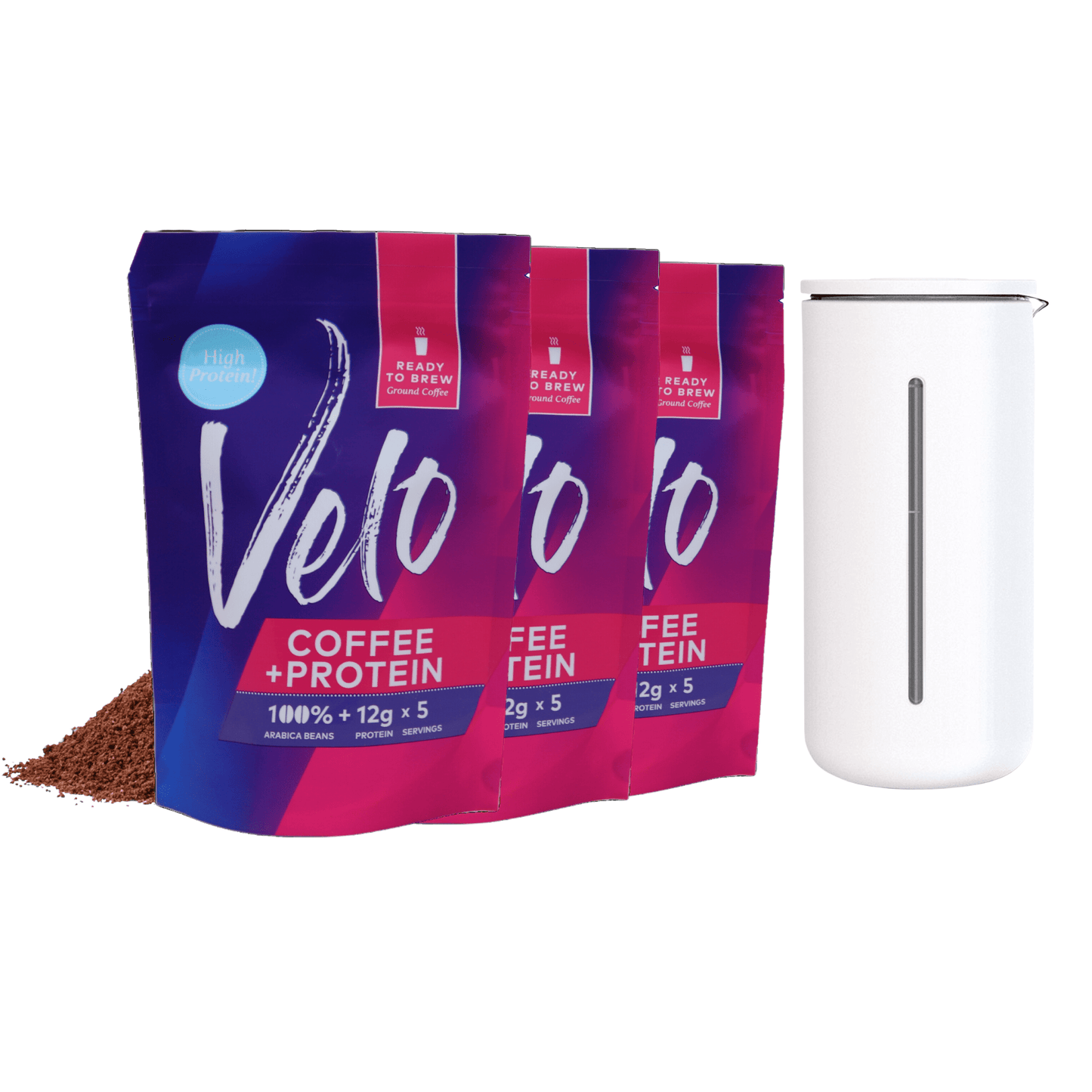 Velo Coffee + Protein and Timemore U French Press 3 Cup Gift Set - Velo Coffee Roasters