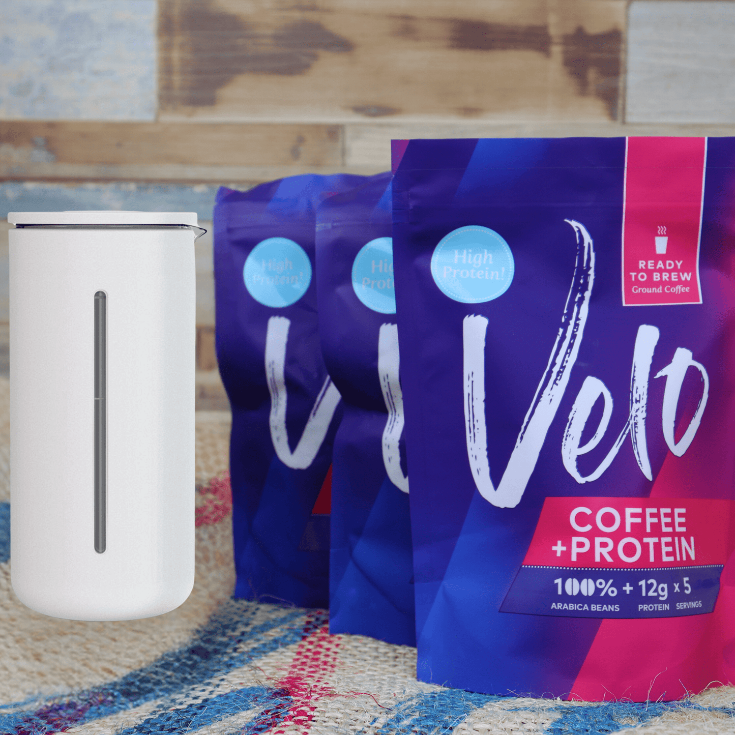 Velo Coffee + Protein and Timemore U French Press 3 Cup Gift Set - Velo Coffee Roasters