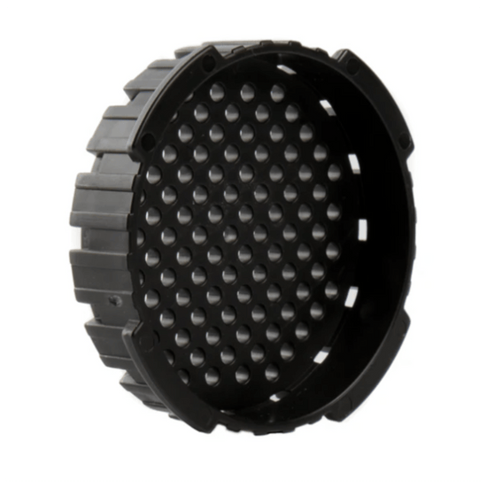 AeroPress Filter Cap - Circular Black Plastic cap/lid with small holes 