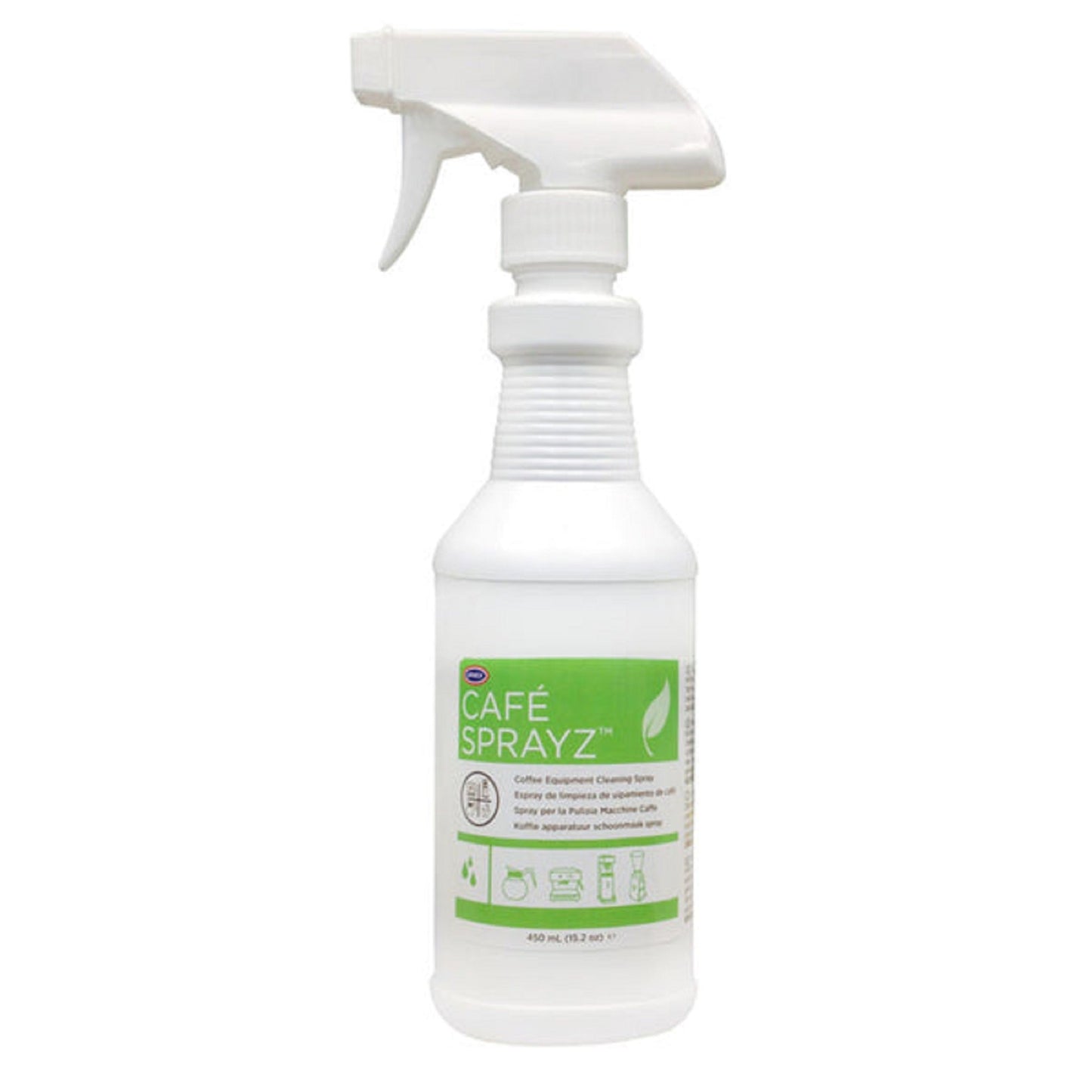 Café Sprayz  -- Coffee Equipment Cleaning Spray 450ml - White Spray Bottle with green label  Velo Coffee Roasters