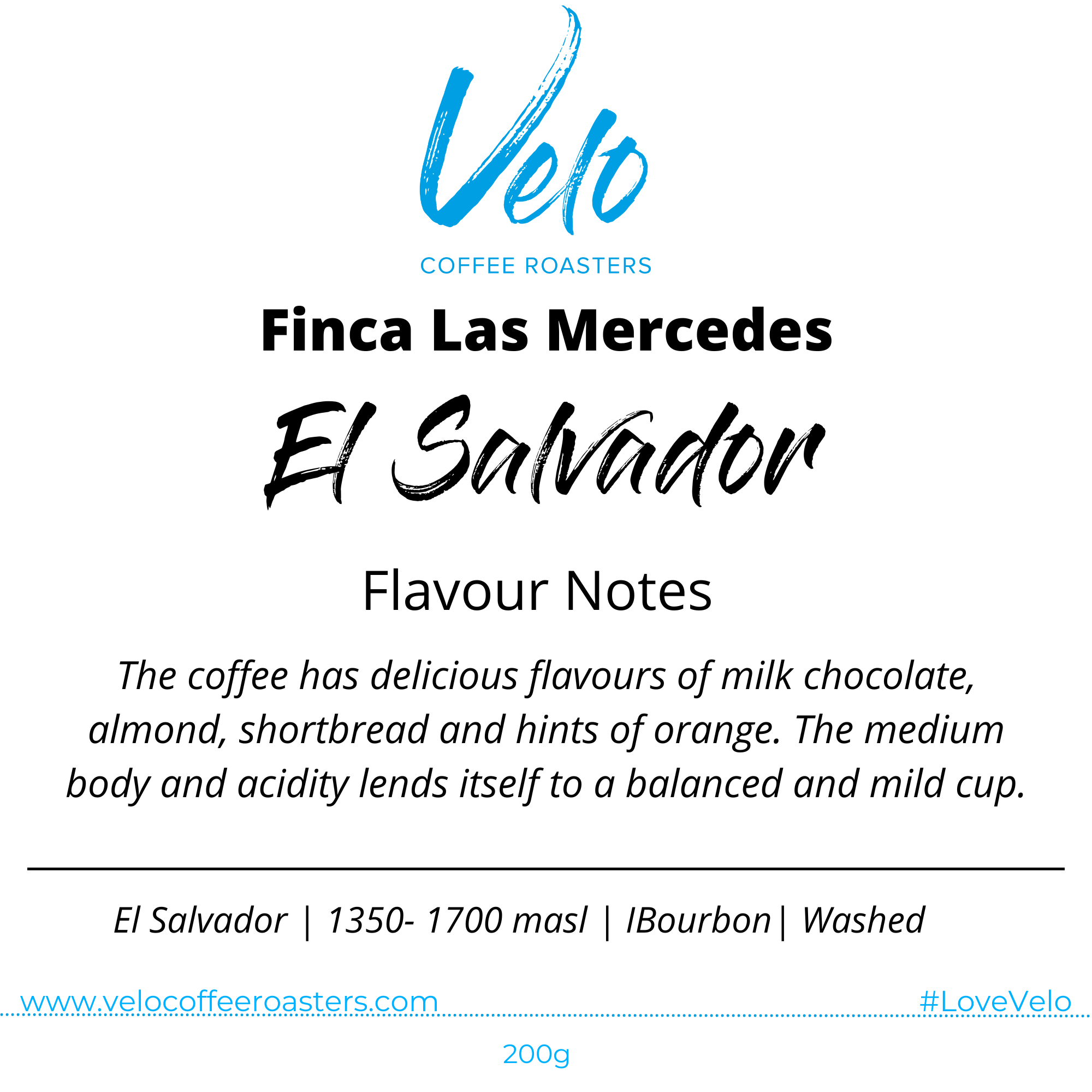 Finca Las Mercedes 200g Coffee Bag El Salvador - Velo Coffee Roasters