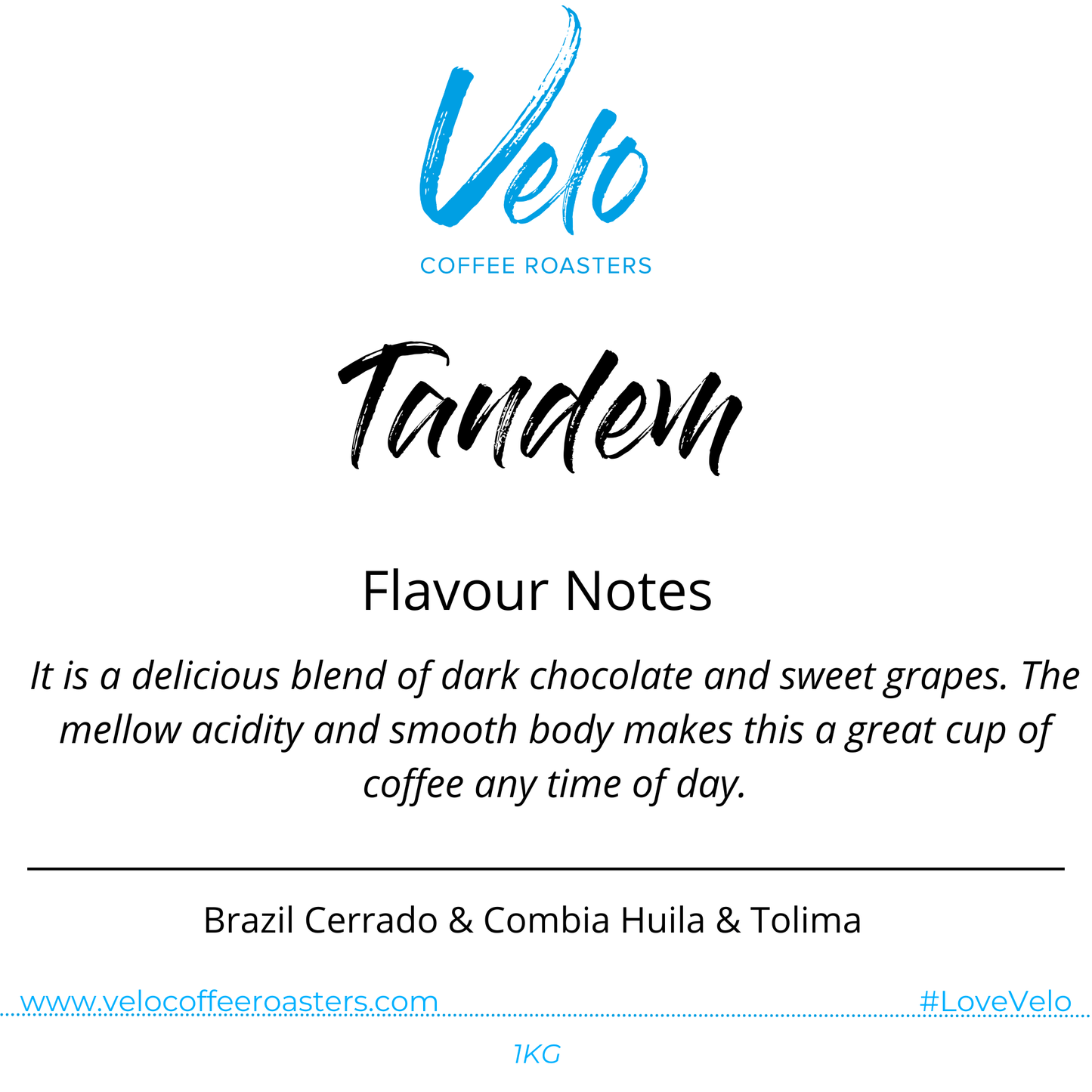 Tandem 1KG Coffee Bag Blend - Velo Coffee Roasters