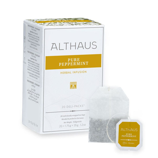 Althaus Pure Peppermint herbal infusion packaging on a white background