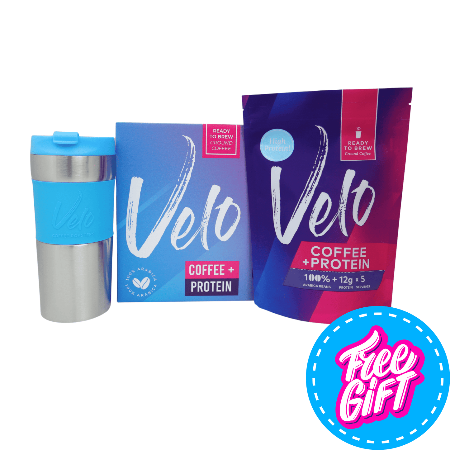 Velo Coffee + Protein and Travel Press Gift Set - Velo Coffee Roasters