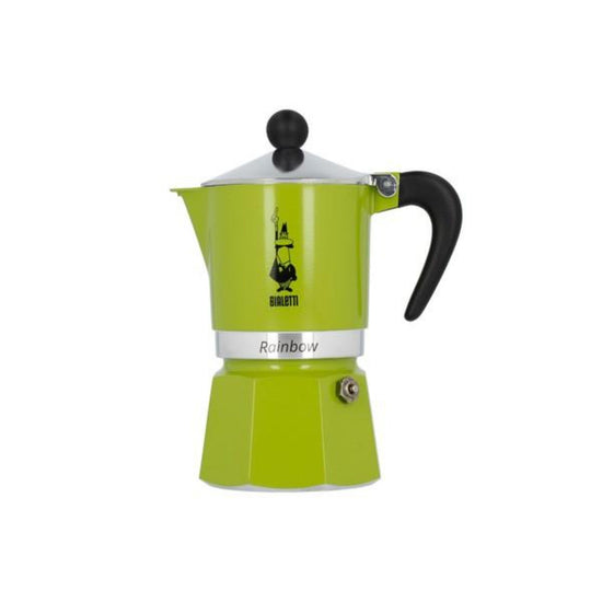Bialetti -Moka Pot 6 Cup Green Metal Green Body,Black plastic Handle and Stainless Steel Lid with Small plastic Black Ball- Velo Coffee Roasters