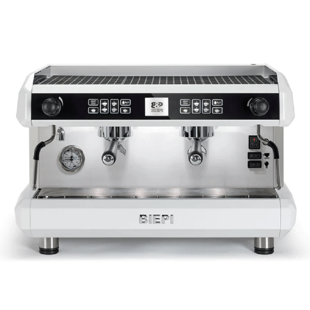 Biepi MC-E Pro Espresso Machine - Two Group Professional Coffee Maker - White and Stainless Body , Black Front Panel - Velo Coffee Roasters
