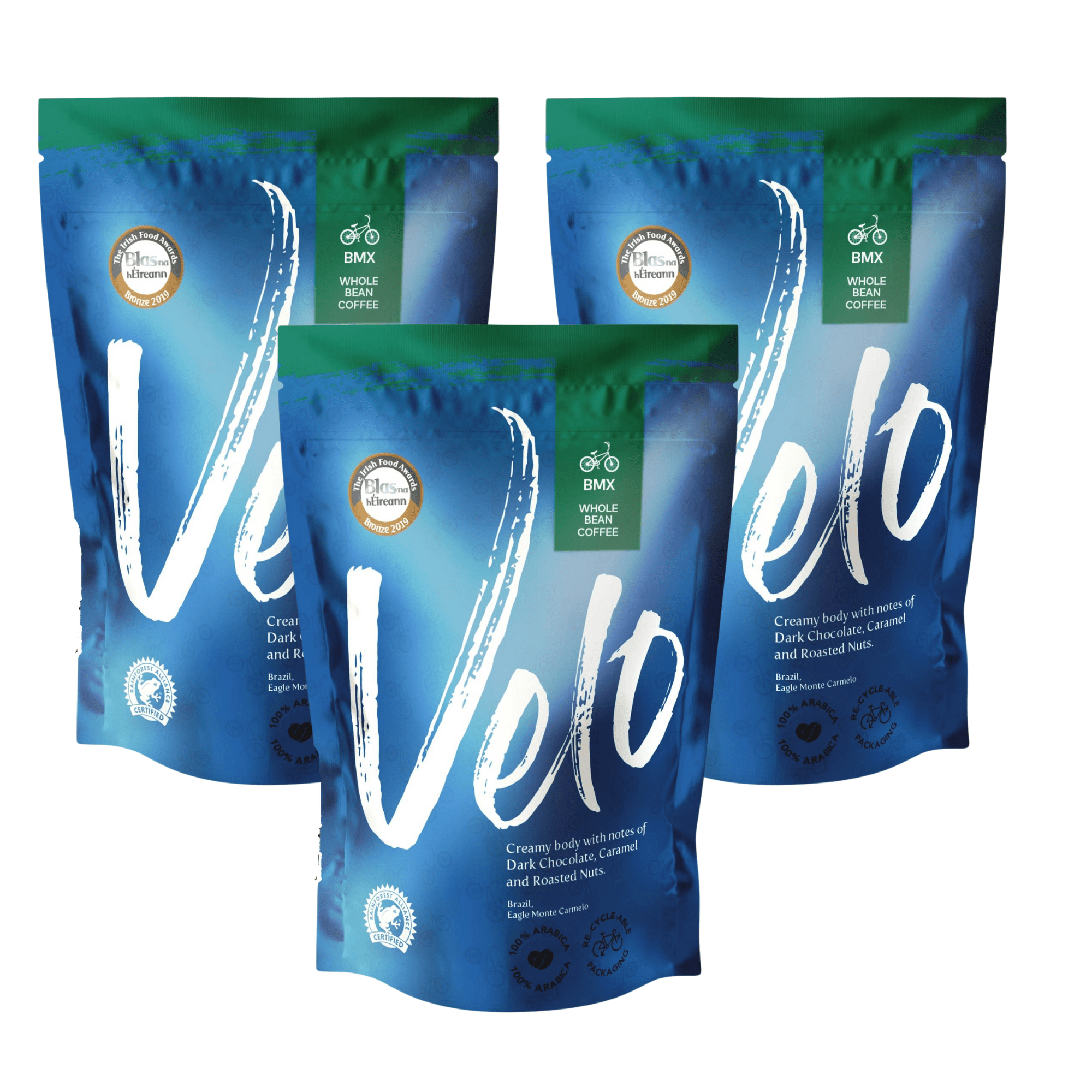 BMX 700g Coffee From Brazil  Blue and Green Bag Bundle - Three in a box - Velo Coffee Roasters