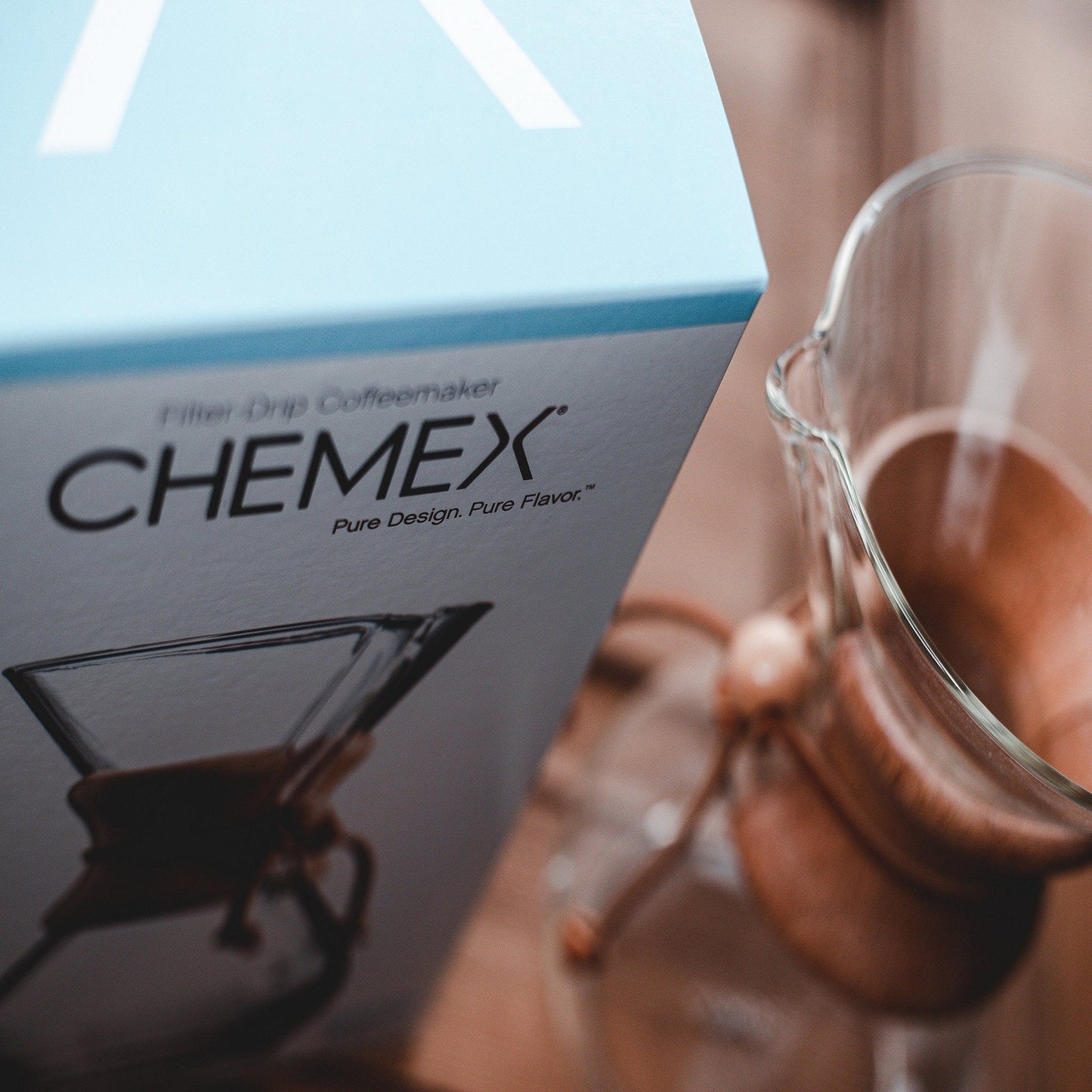 Chemex 6 Cup Glass Bottle with small Wooden Cover in the centre - Velo Coffee Roasters