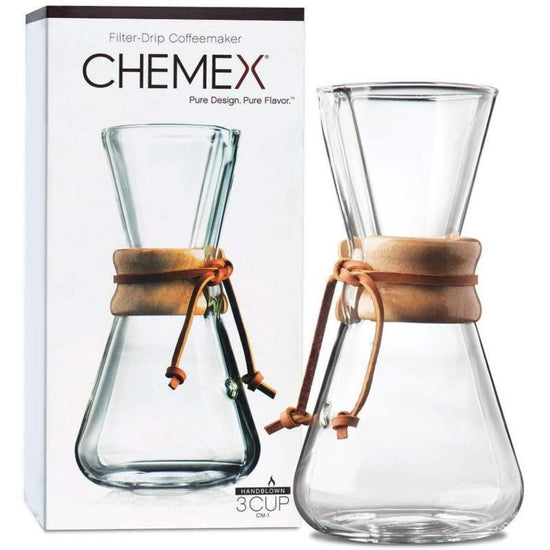 Chemex 3 Cup Glass Bottle with small Wooden Cover in the centre - Velo Coffee Roasters