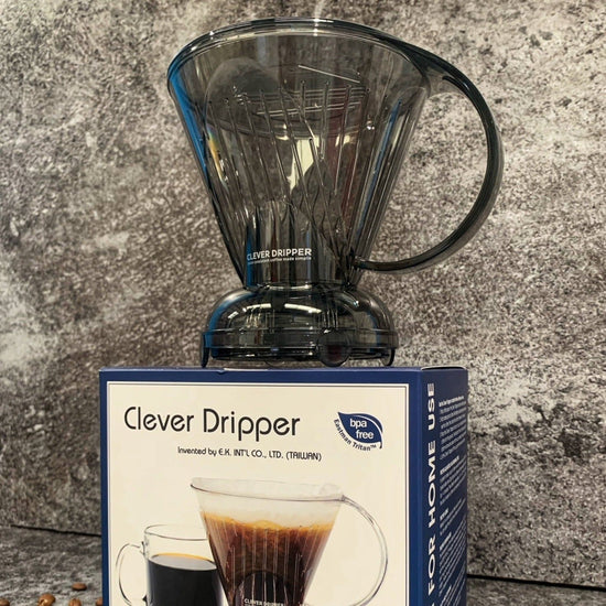 Clever Dripper - Grey Plastic Coffee Dripper with Handle and Lid - Velo Coffee Roasters