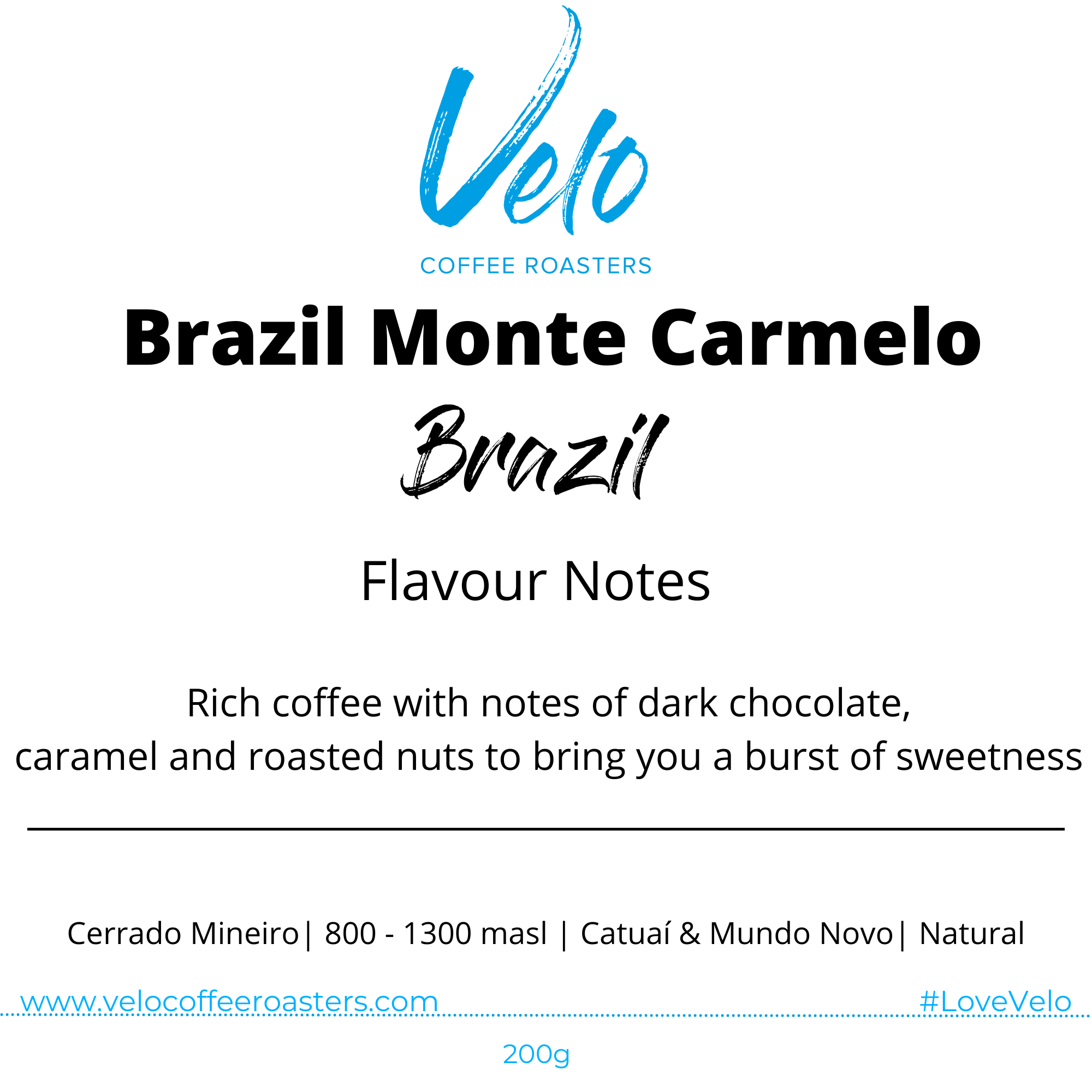 Eagle Monte Carmelo 200g Coffee Bag Brazil - Velo Coffee Roasters