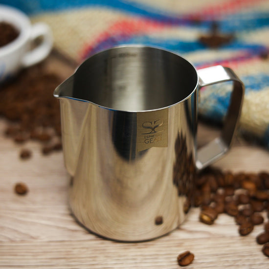 Espresso Gear Foaming Jug - Stainless Steel jug with handle Velo Coffee Roasters