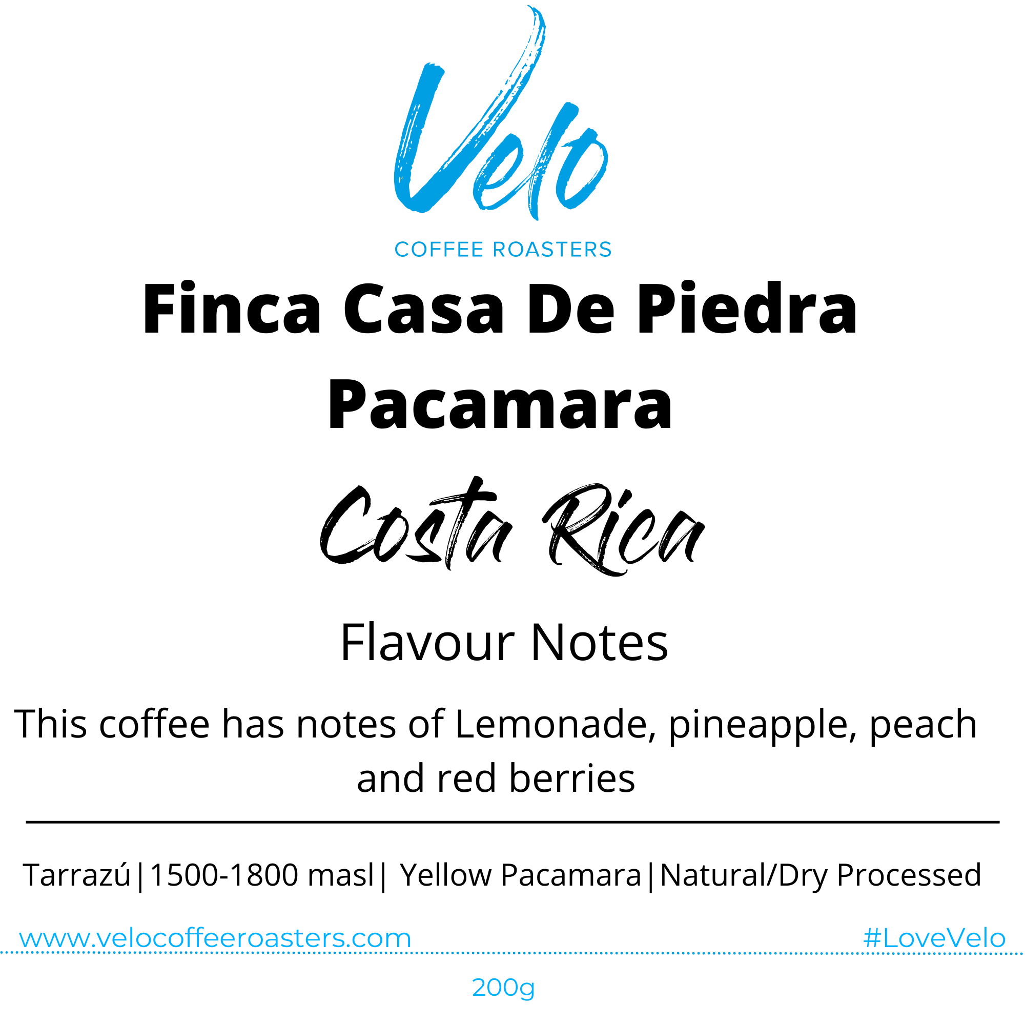 Finca Casa De Piedra Pacamara 200g Coffee Bag Costa Rica - Velo Coffee Roasters