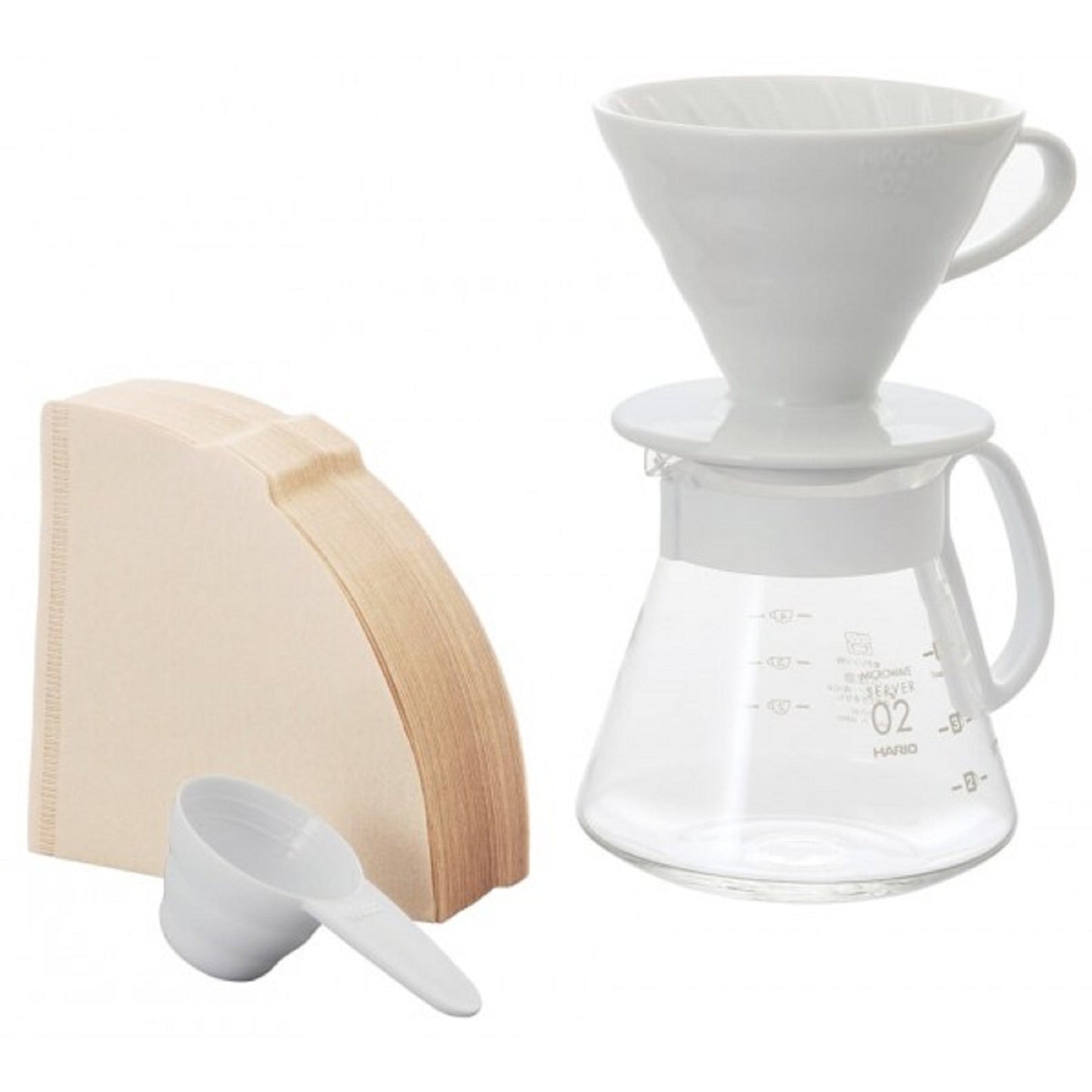 Load image into Gallery viewer, Hario V60 White Pour Over Kit - 02 Size - Velo Coffee Roasters
