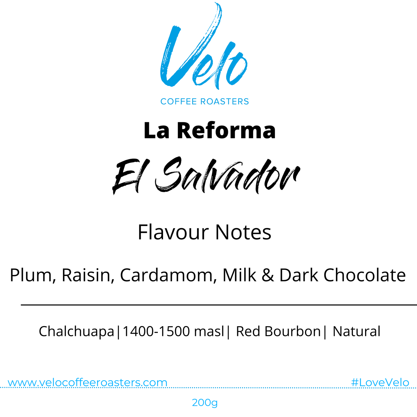 La Reforma 200g Coffee Bag - El Salvador - Velo Coffee Roasters